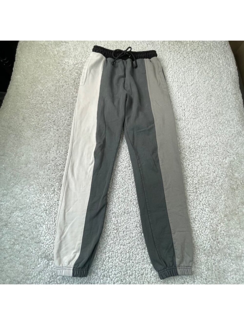 Teddy Fresh Classic Slim Fit Jogger Sweatpants Gray Colorblock Stripe Small